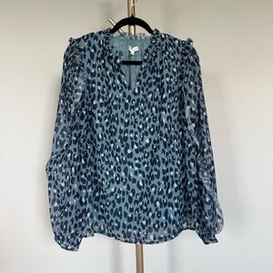 FSL Apparel Blue Leopard Print Top